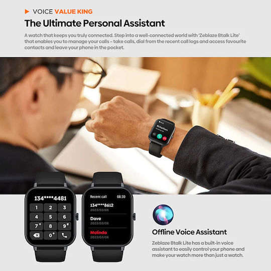 Zeblaze Btalk Lite Smartwatch with Heart Rate Monitor (Black) vista 4