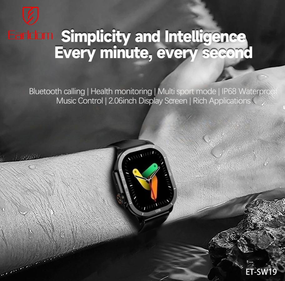 Earldom ET-SW19 Smartwatch with Heart Rate Monitor (Black) view 3
