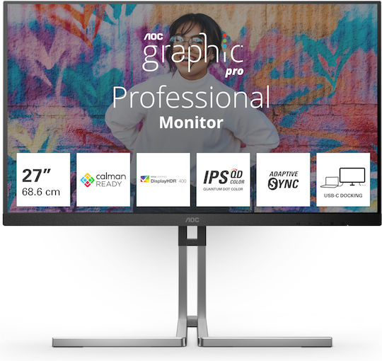 AOC Q27U3CV IPS HDR Monitor 27" QHD 2560x1440 with Response Time 4ms GTG view 2