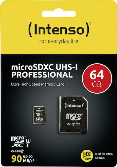 Intenso Professional microSDXC 64GB U1 UHS-I 90MB/s With Adapter view 4