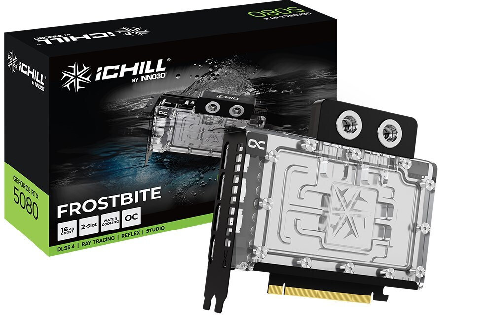 Inno 3D GeForce RTX 5080 16GB GDDR7 iChill Frostbite Graphics Card C50803-16D7X-1760FB