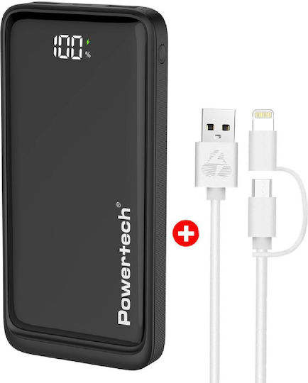 Powertech Power Bank 10000mAh 22.5W with 2 USB-A Ports and USB-C Port Quick Charge 2.0 / Quick Charge 3.0 Black view 1