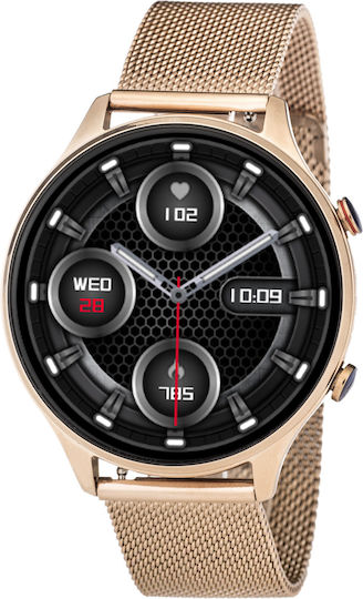 3Guys 3GW5091 Stainless Steel 44mm Smartwatch with Heart Rate Monitor (Rose Gold) view 1