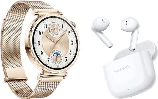 Huawei Watch GT 5 41mm Waterproof with Heart Rate Monitor (Gold Milanese Strap)