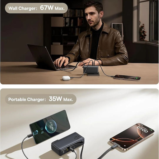 Baseus Nomos NT11 Power Bank 10000mAh 67W with USB-A Port and USB-C Port Cosmic Black view 2