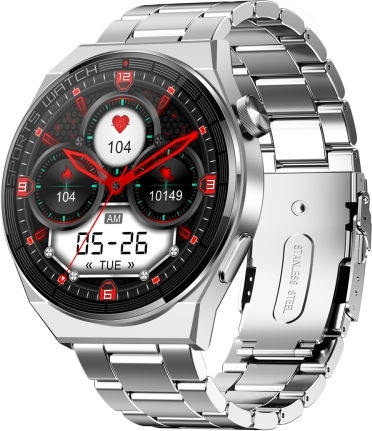 Kt62 1.36 Inch Tft Round Screen Smart Watch Supports Bluetooth Call Blood Oxygen Monitoring Strap:steel Strap Silver