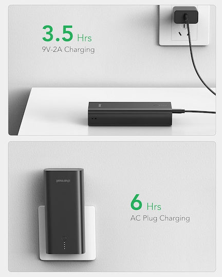 Charmast C1146L Power Bank 10000mAh 20W with 2 USB-A Ports and USB-C Port Black view 3