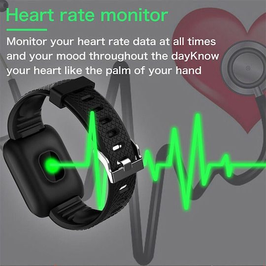 M116 Smartwatch with Heart Rate Monitor (Black) view 5