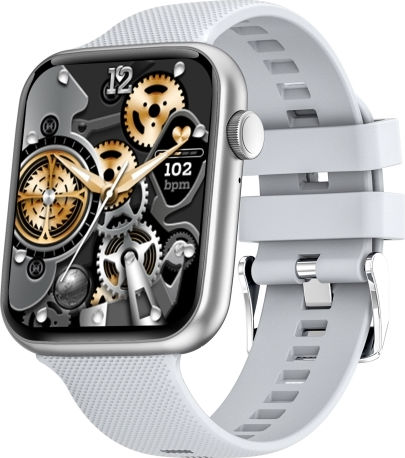 Ht15 1.85 Inch Silicone Band Ip67 Waterproof Smart Watch Support Bluetooth Calling Sleep Monitoring Silver