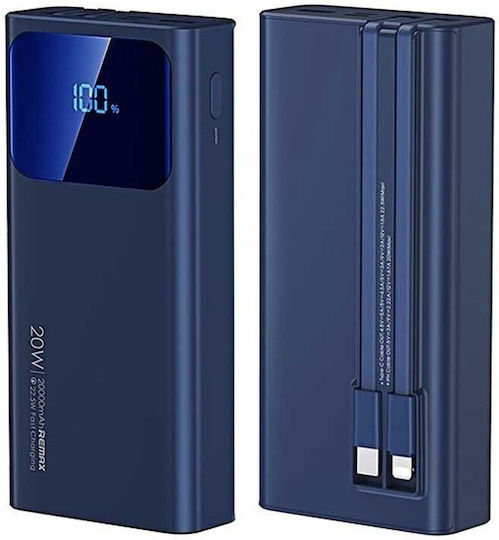 Remax RPP-535 Power Bank 20000mAh 22.5W with USB-A Port and USB-C Port Power Delivery Blue
