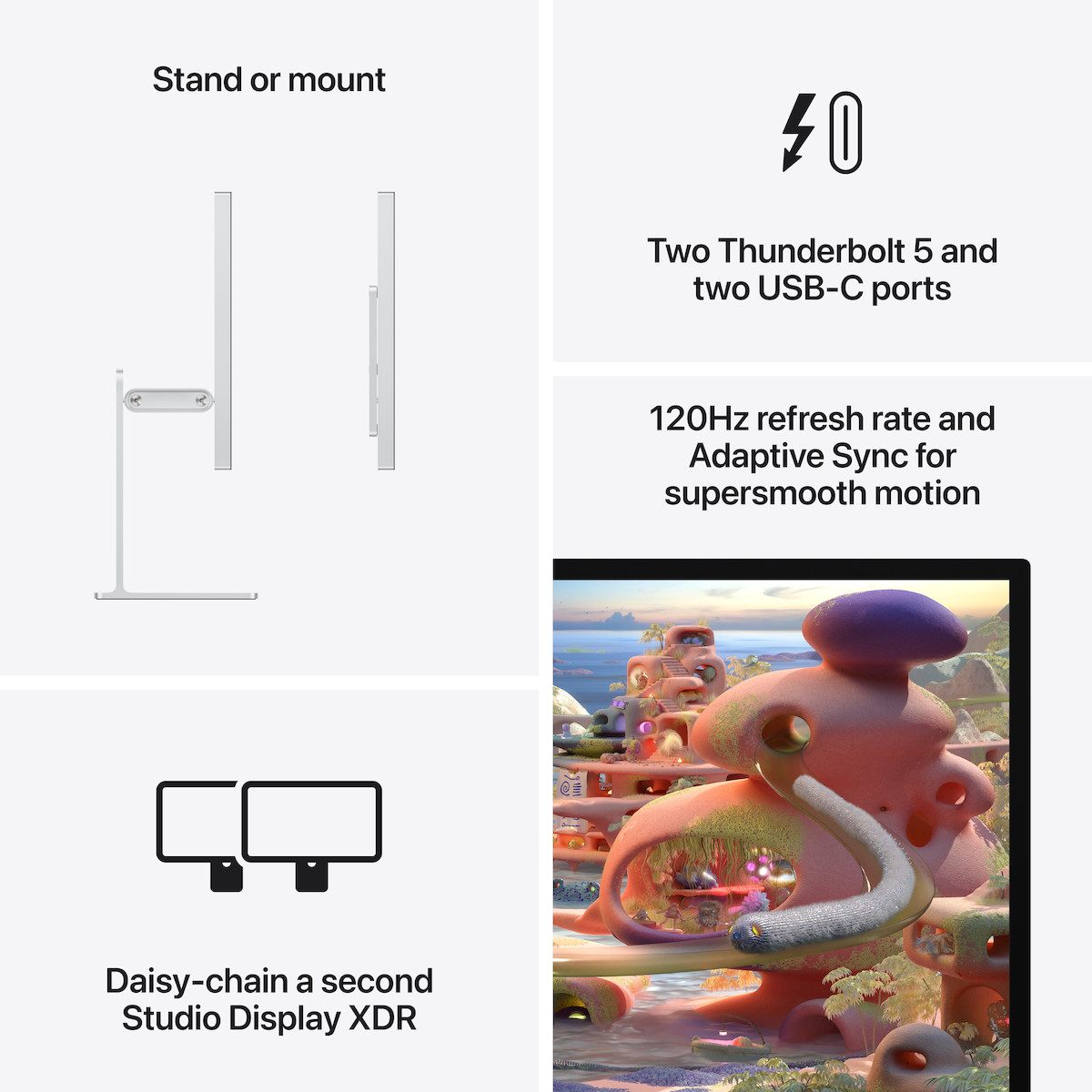 Apple Studio Display XDR HDR Monitor 27" 5120x2880 White Standard Glass VESA Mount Adapter No Stand view 7