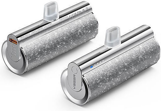 Veger W0573 Power Bank 5000mAh 12W with USB-C Port Power Delivery Glitter Silver view 6