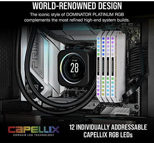 Corsair Dominator Platinum RGB DDR5 32GB RAM with 2x16GB Modules and Speed 6200 for Desktop CMT32GX5M2X6200C36W view 6