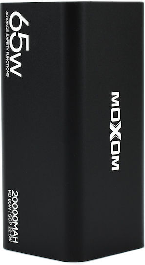 Moxom PB72 Power Bank 20000mAh 65W with 2 USB-A Ports and 2 USB-C Ports Power Delivery Black vue 2