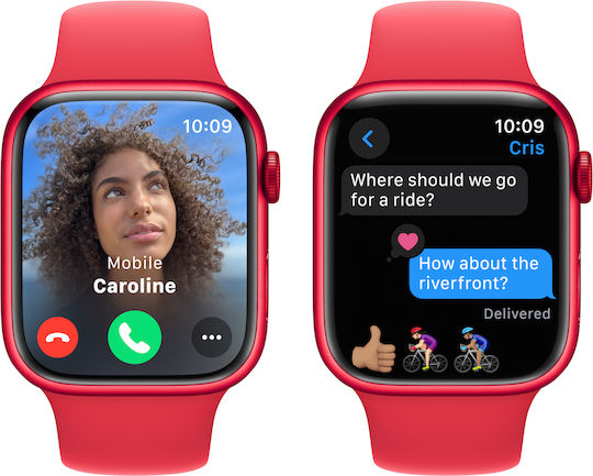 Apple Watch Series 9 Aluminium 45mm Waterproof with Heart Rate Monitor ((PRODUCT)RED with (PRODUCT)RED Sport Band (S/M)) view 6