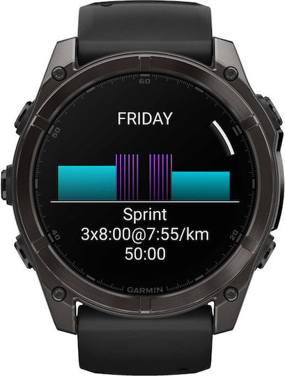 Garmin Fenix 8 Stainless Steel 51mm Waterproof Smartwatch with Heart Rate Monitor (Sapphire, Carbon Grey Dlc With Black/Pebble Grey Silicone Band) view 5