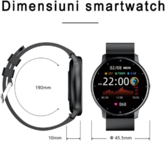 GF03 UltraSLIM 46mm Smartwatch with Heart Rate Monitor (Black) view 8