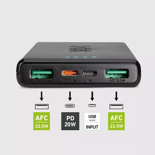 SBS Power Bank 10000mAh 20W with 2 USB-A Ports and USB-C Port Power Delivery Black view 4