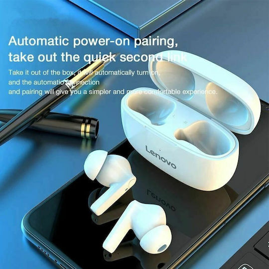 Lenovo HT05 Earbud Bluetooth Handsfree Earphones with Charging Case White view 2
