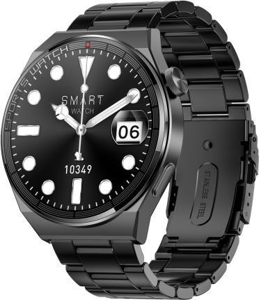 Kt62 1.36 Inch Tft Round Screen Smart Watch Supports Bluetooth Call Blood Oxygen Monitoring Strap:steel Strap Black