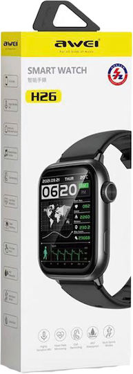 Awei H26 Smartwatch with Heart Rate Monitor (Black) vista 3