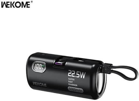WK WP-19 Power Bank 5000mAh 22.5W with 2 USB-C Ports Black vue 5