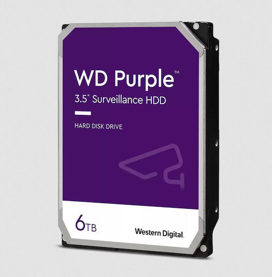 Western Digital Purple 6TB HDD Hard Drive 3.5" SATA III 5400rpm with 256MB Cache for Recorder WD64PURZ vue 7