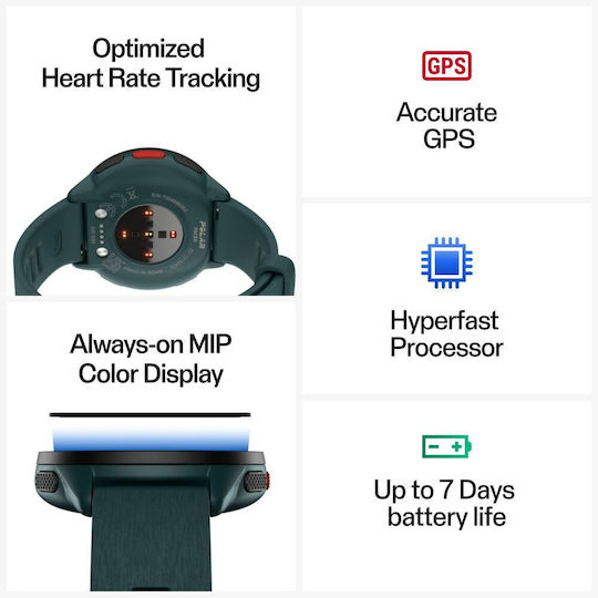 Polar Pacer 45mm Smartwatch with Heart Rate Monitor (Deep Teal) view 7