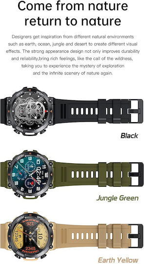 Aoke K56 PRO 45mm Smartwatch with Heart Rate Monitor (Black Case / Black Silicone Strap) view 6
