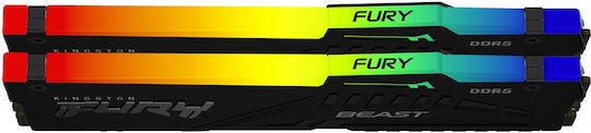 Kingston FURY Beast RGB DDR5 32GB RAM with 2x16GB Modules and Speed 6400 for Desktop KF564C32BBEAK2-32 view 6