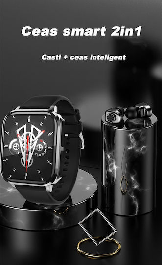 2in1 Smartwatch Bluetooth 5.0 Headphones Wireless Vichema Tech 1.83 Inch Display Ip66 Full Touch App Notifications Call Answering Selfie Function Fitness Monitoring Health Tracking view 7