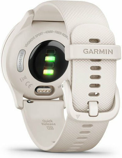 Garmin Vivomove Sport 40mm Waterproof Smartwatch with Heart Rate Monitor (Ivory Case and Silicone Band with Peach Gold Accents) view 6