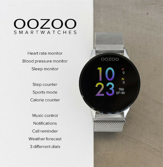 Oozoo Q00119 Stainless Steel 43mm Smartwatch with Heart Rate Monitor (Black) view 7