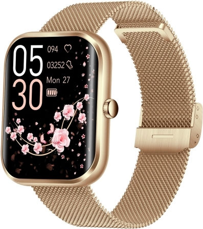 Ak58 1.96 Inch Screen Bluetooth Smart Watch Steel Band Support Health Monitoring & 100+ Sports Modes Gold view 1