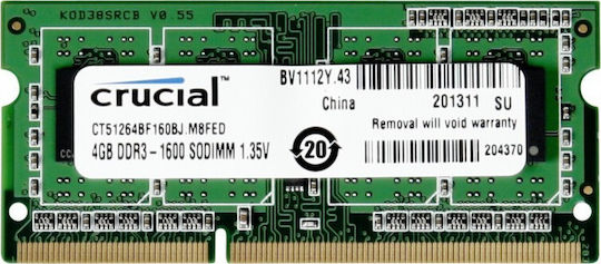 Crucial DDR3 with Module 1x4GB and Speed 1600 for Laptop CT51264BF160BJ