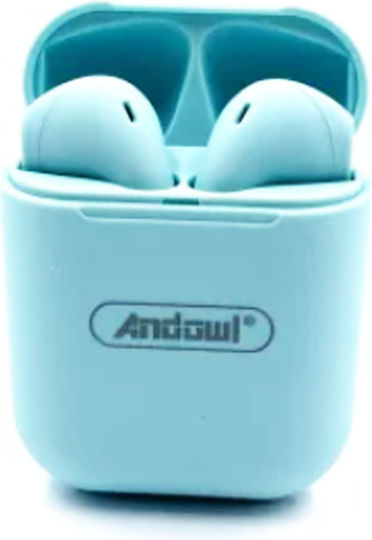Andowl BQS13 Earbud Bluetooth Handsfree Earphones with Charging Case Light Blue view 1