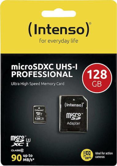 Intenso Professional microSDXC 128GB U3 UHS-I 90MB/s With Adapter view 3