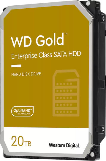 Western Digital Gold 20TB HDD Hard Drive 3.5" SATA III 7200rpm with 512MB Cache for Server / Recorder WD203KRYZ