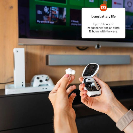 Fixed Game Pods In-ear Bluetooth Handsfree Earphones with Sweat Resistance and Charging Case White view 9