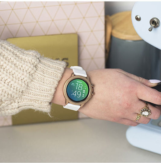 Oozoo Q00322 45mm Smartwatch with Heart Rate Monitor (Gold / White) view 4