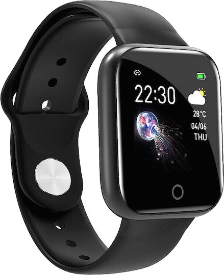 Smartwatch Fitness Bracelet Smartvibe I5 Full Metallic Call Text Facebook Notifications 1.3" Full Touch Display Heart Rate Blood Pressure Monitoring Waterproof Pedometer Photo Control Black Silicone view 1