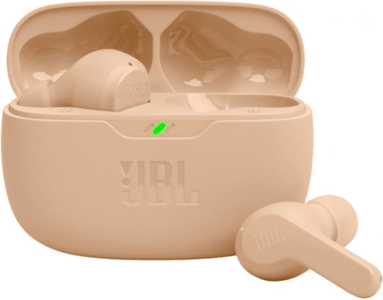 JBL Vibe Beam Earbud Bluetooth Handsfree Earphones with Sweat Resistance and Charging Case Beige