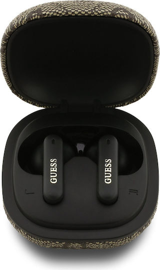 Guess 4G Script Logo In-ear Bluetooth Handsfree Earphones with Sweat Resistance and Charging Case Brown view 3