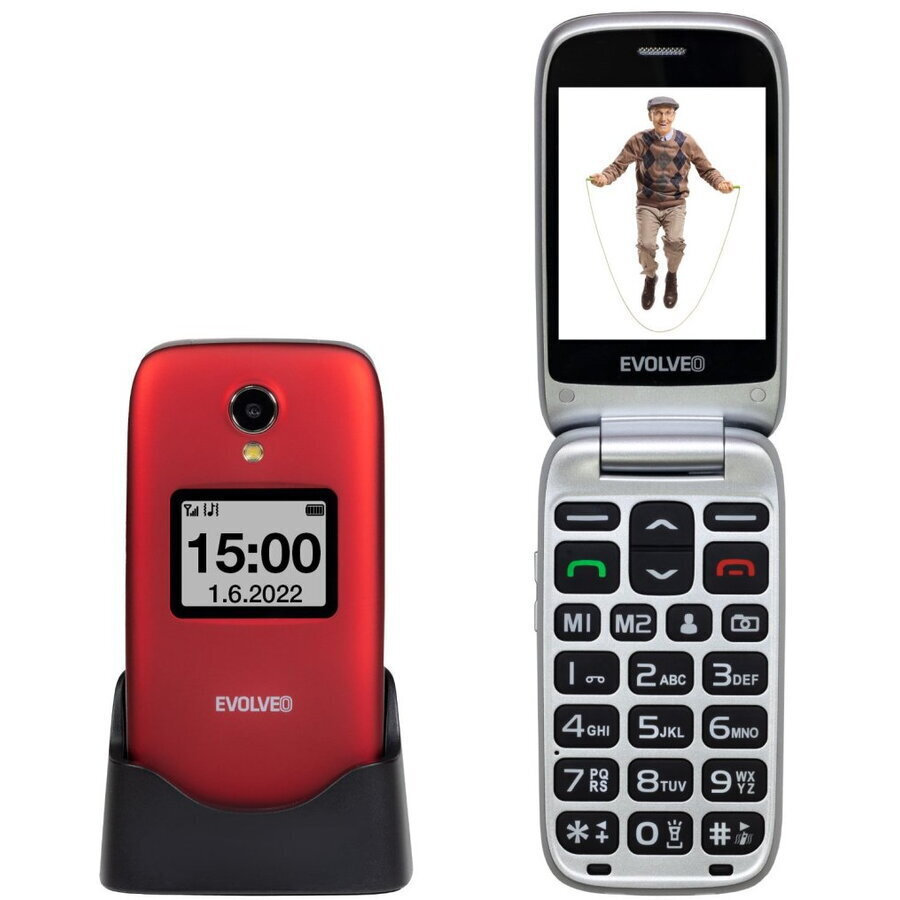 Evolveo EasyPhone FS Single SIM Mobile with Large Buttons Red view 1