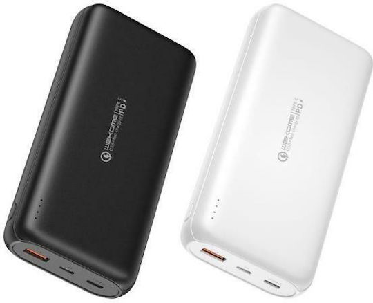 WK Gifon WP-189 Power Bank 20000mAh 18W with USB-A Port and USB-C Port Quick Charge 3.0 White view 2