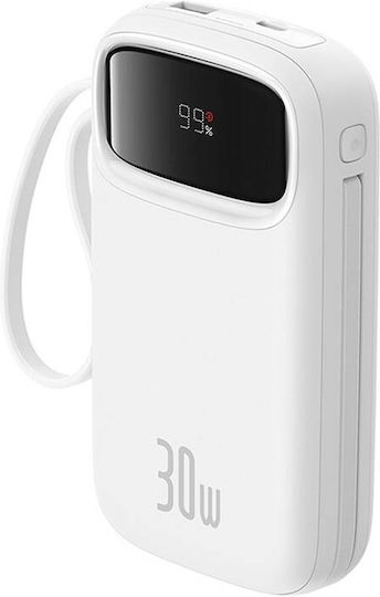 Baseus QPow 2 Power Bank 20000mAh 30W with USB-A Port and 2 USB-C Ports White view 4