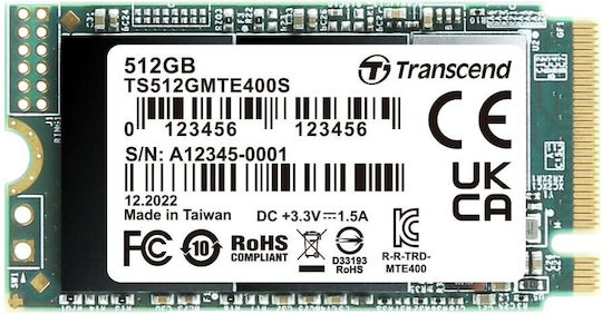 Transcend SSD 512GB M.2 Type With PCI Express 3.0 Connection TS512GMTE400S view 1