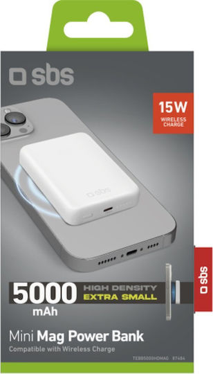 SBS Power Bank 5000mAh with USB-C Port White view 3