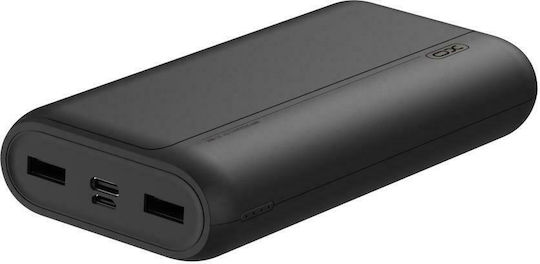 XO PR122 Power Bank 20000mAh with 2 USB-A Ports and USB-C Port Black view 2