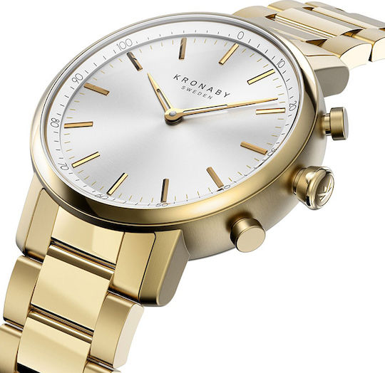 Kronaby Carat Hybrid Stainless Steel 38mm Waterproof Smartwatch (Gold Steel) view 2
